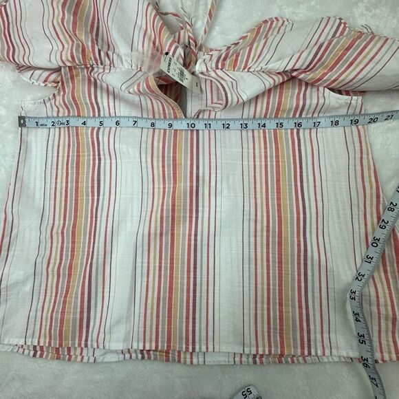 Express Women's Size M Ruffled Halter Top Multicolored Stripe 100% Cotton - Picture 11 of 12